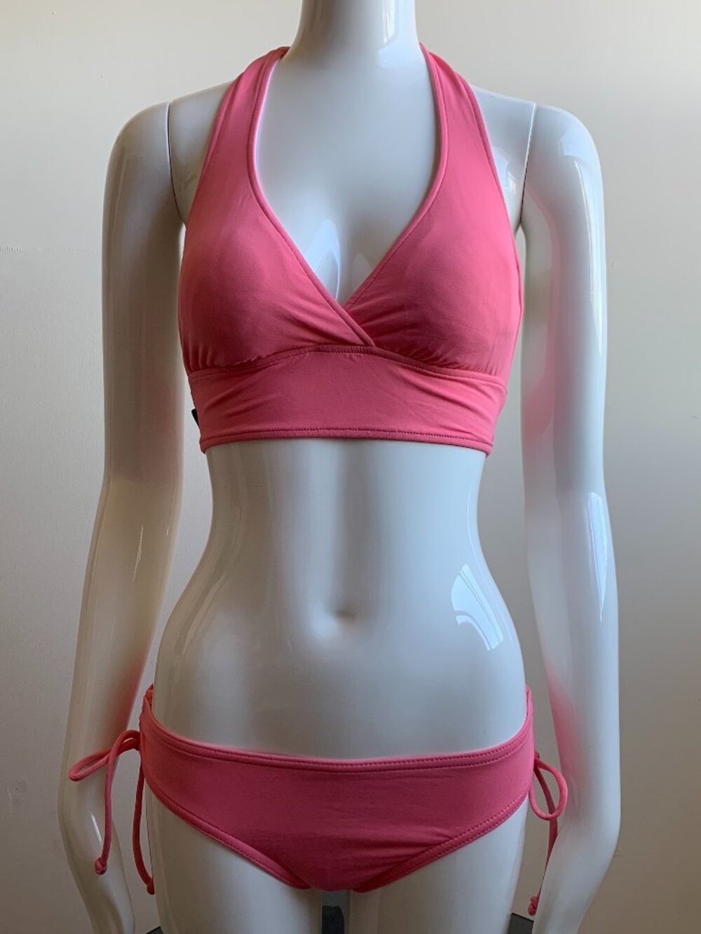 Anne Cole coral pink marilyn banded halter bikini